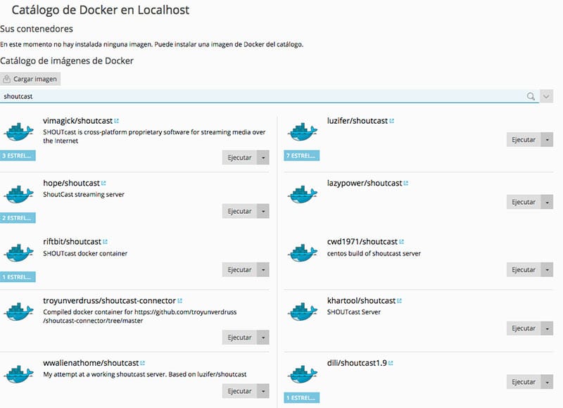 Shoutcast con Docker en Plesk